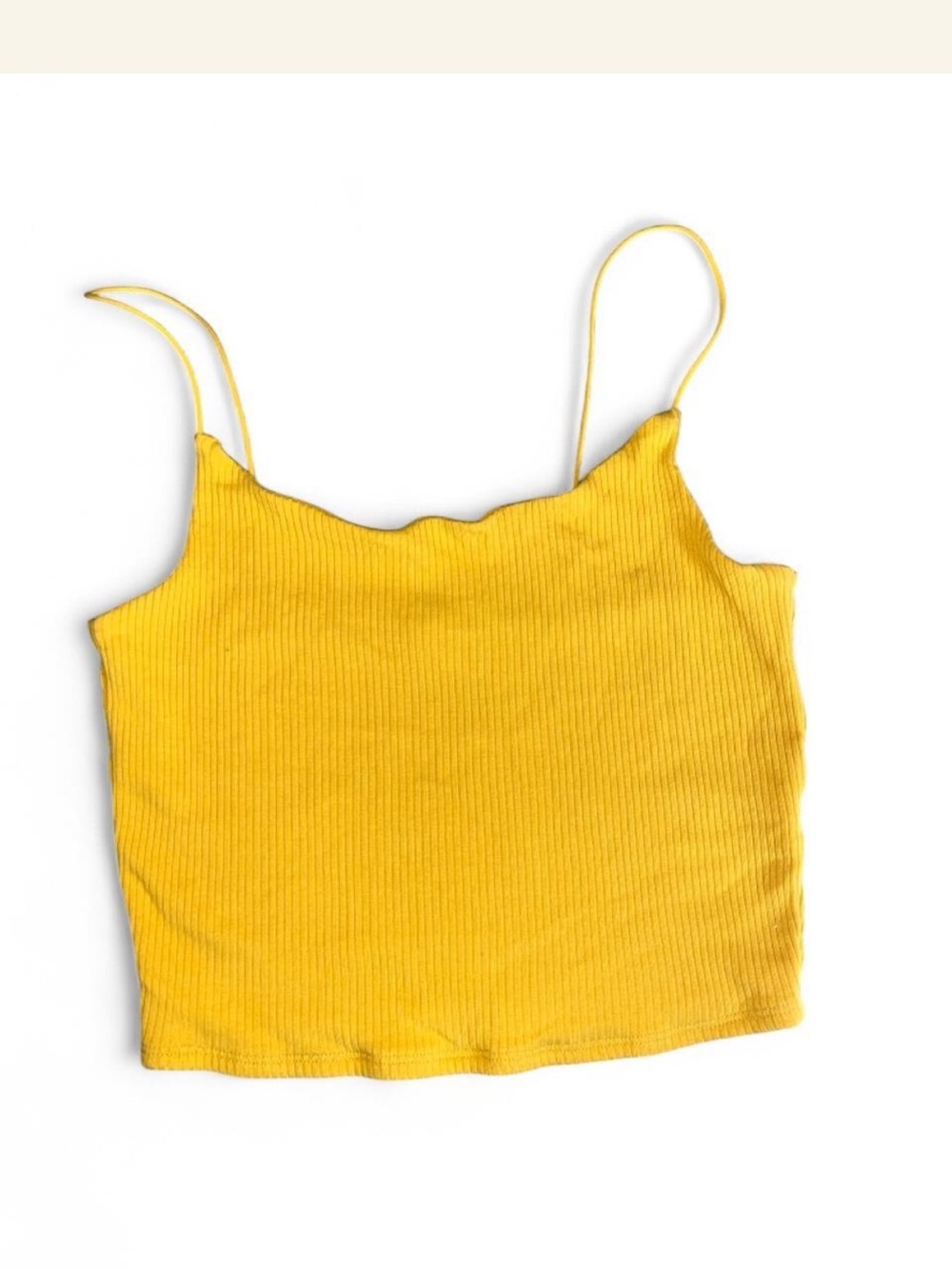 Garage Yellow Ribbed Crop Cami Top